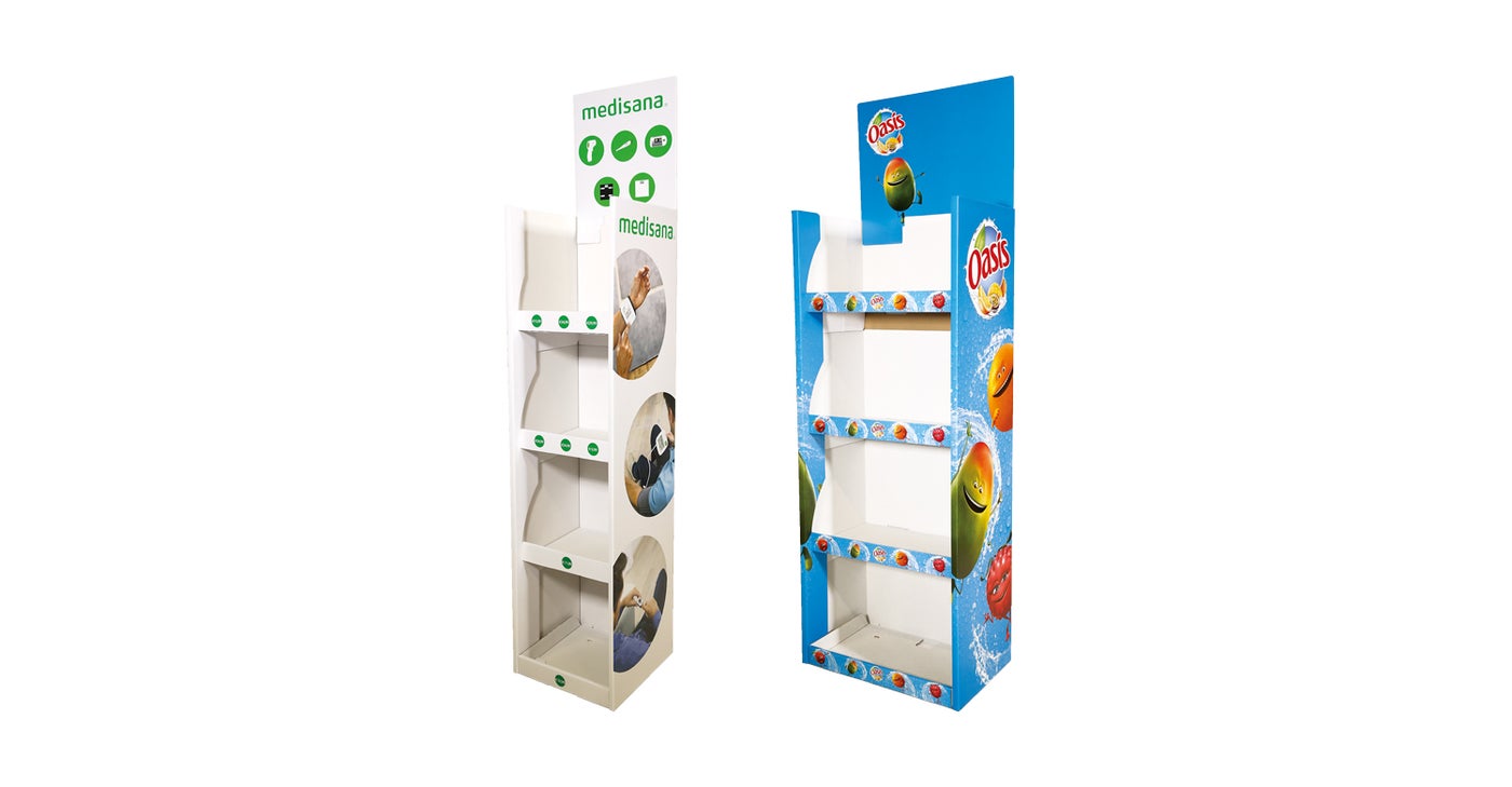 2 second hang-in kartonnen display in twee standaard formaten 2 second hang-in kartonnen display in twee standaard formaten