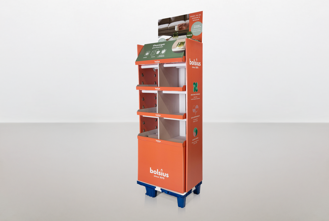 Kartonnen palletdisplay - Bolsius - Holbox Kartonnen palletdisplay - Bolsius - Holbox