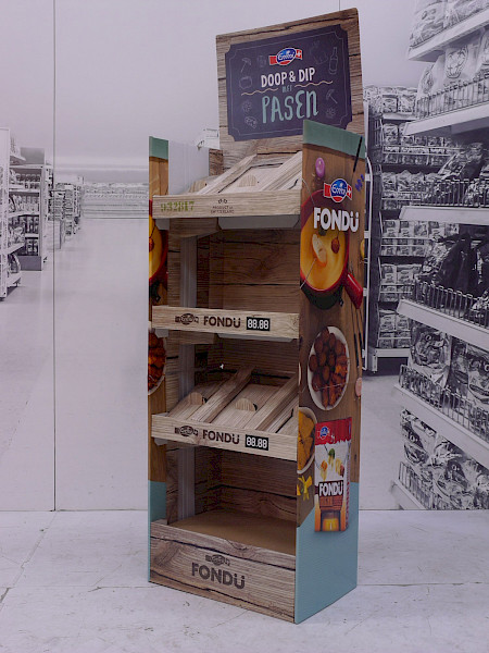 Foldable Shop Display mit angeschrägten Regalen