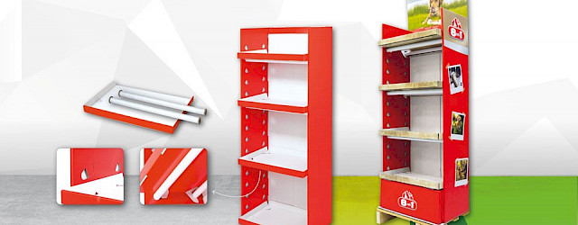 Palettendisplay mit höhenverstellbaren Regalen